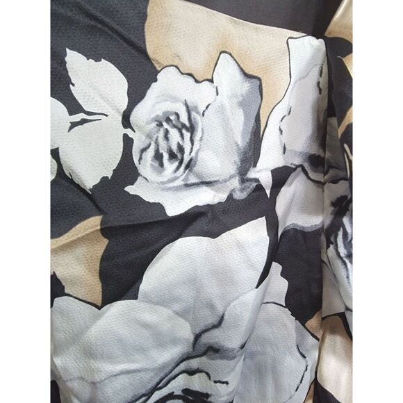 White House Black Market 10 Silk Rose-Print Sheath Dress Size 10 Lined Gold/Blk - Picture 3 of 6